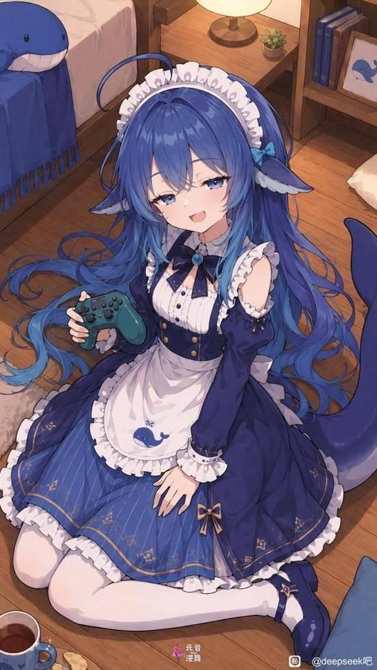 DeepSeek娘“蓝色肥鱼版”走红 网友表情包二创 DeepSeek娘“蓝色肥鱼版”走红 网友表情包二创